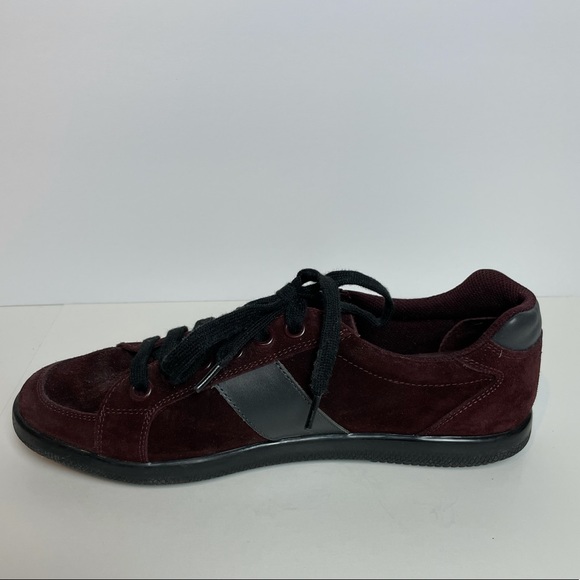 Prada Burgundy Suede Sneakers with Black Leather - Picture 7 of 11
